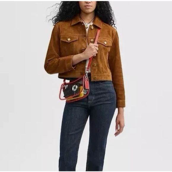 Coach Stadium Swinger Crossbody Bag In Clear PVC with Dust Bag CBH13 Red NWT - Picture 11 of 11